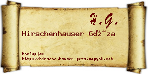 Hirschenhauser Géza névjegykártya